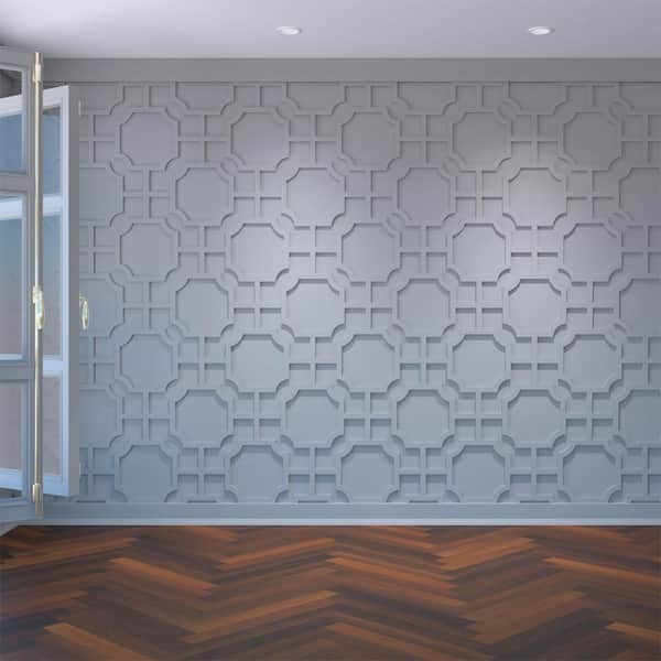 Ekena Millwork 26 7/8"W x 15 3/8"H x 3/8"T Medium Bradley Decorative Fretwork Wall Panels in Architectural Grade PVC