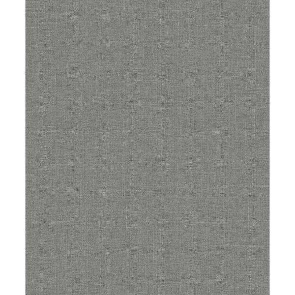 Seabrook Designs 57.5 sq. ft. Sleek Charcoal Abington Faux Linen Nonwoven Paper Unpasted Wallpaper Roll