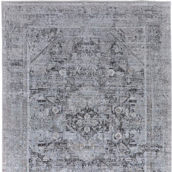 9 ft. x 13 ft. Gray, Silver Oriental Area Rug