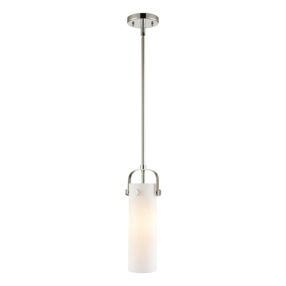 Pilaster II 14.5" Polished Nickel & Matte White Cylinder Pendant