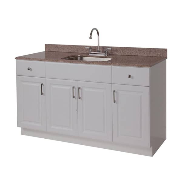 Ready Kitchen 60 in. Vanity in White with Stone Effects Vanity Top in Beige-DISCONTINUED