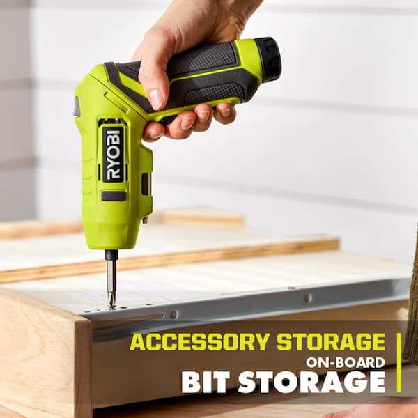 Cordless Screwdriver With Pivoting Handle, Usb Charger And 2 Hex Shank Bits