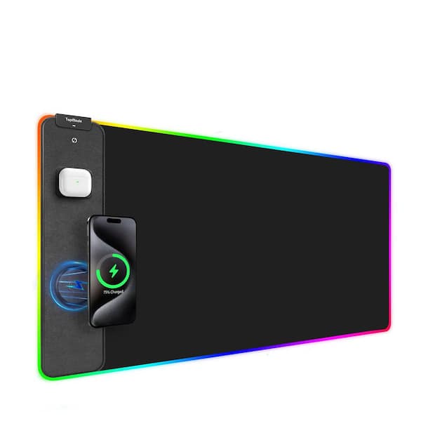 31.5 in. x 15.75 in. XXL Wireless Charging RGB Mouse Pad Large Desk Pad Waterproof Gaming Mousepad Ultra-Smooth Surface