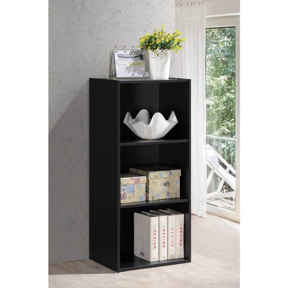 Kids' Playroom Black Bookcase with Cubes and Doors