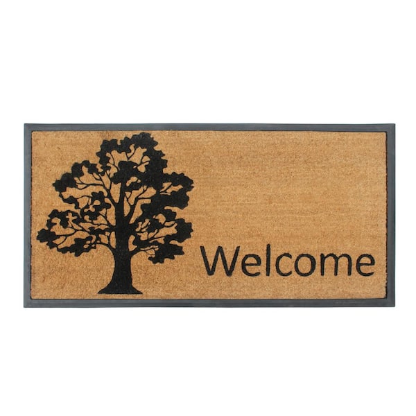 A1 Home Collections A1HC Hand-Crafted Black-Beige 24 in. x 48 in. Rubber Coir Perfect & More Functional Double/Single Doormat