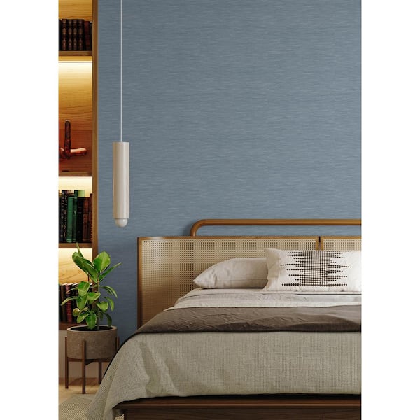 Mr. Kate Stella Grasscloth Blue Peel and Stick Wallpaper