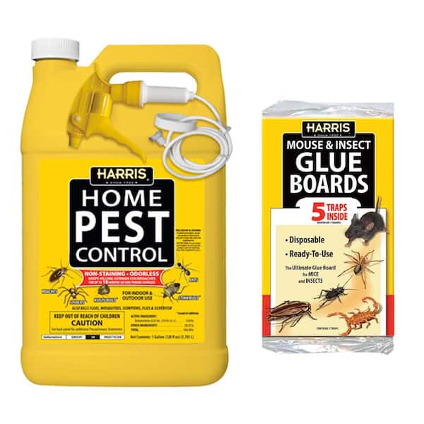 Harris 1 Gal. Home Pest Spray and Pest Glue Board (5-Pack)