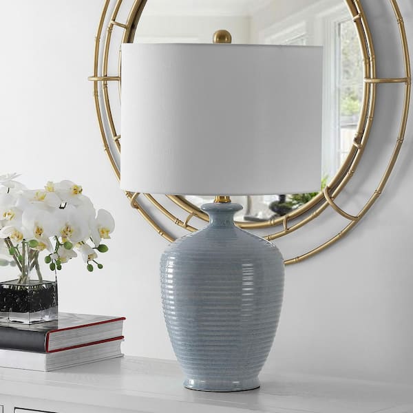Hanron 26 in. Blue Table Lamp with White Shade