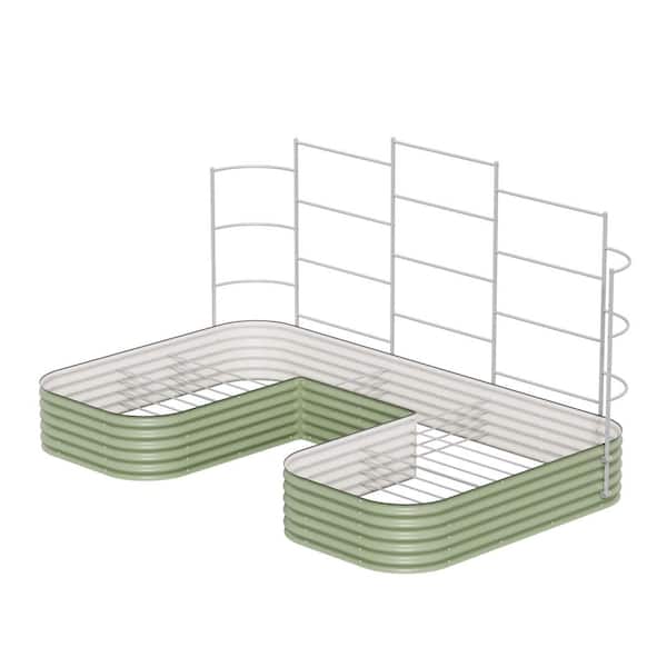 vego garden Garden Modular System 11 .5 ft. Long for 7 ft. x 11 .5 ft. Jumbo Size U-Shaped Garden Beds Metal Wall Trellis