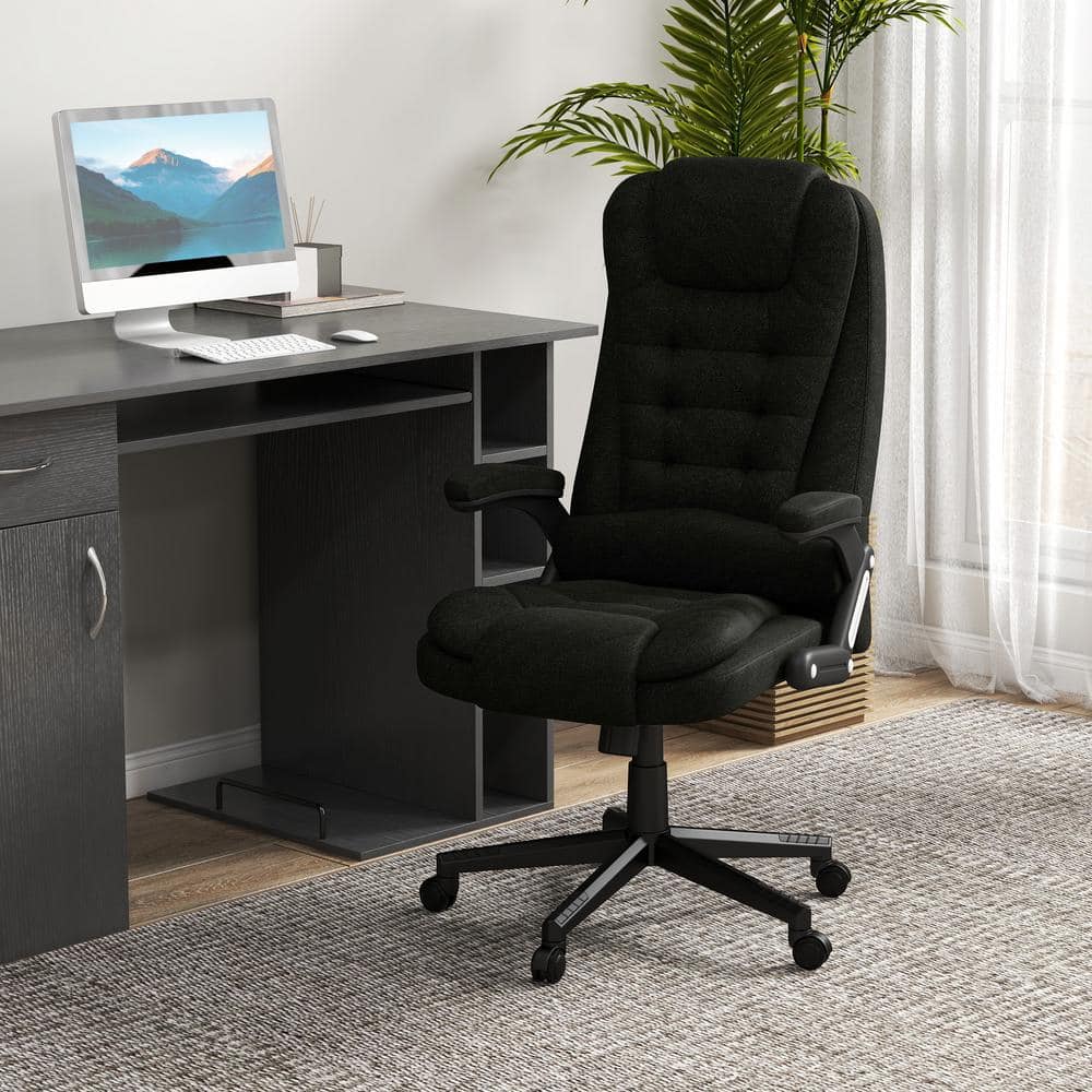 Black Fabric Massage Chair with Reclining Backrest - thumbnail 10