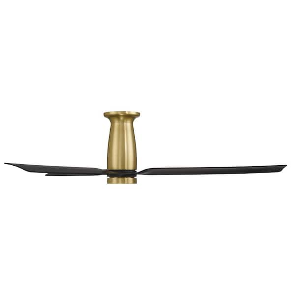 Smooth Flush 52 in. Smart Indoor/Outdoor Satin Brass/M Black Standard Ceiling Fan Selectable CCT Integrated LED, Remote