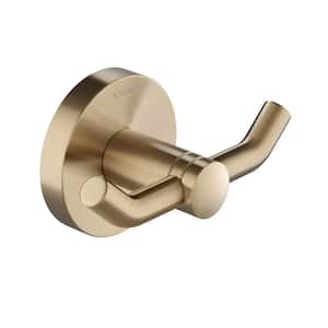 Elie Bathroom Robe and Towel Double Hook in Brushed Gold