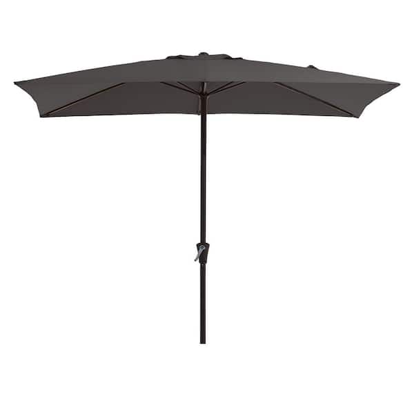 8 ft. x 10 ft. Steel Rectangular Market Umbrella in Gray