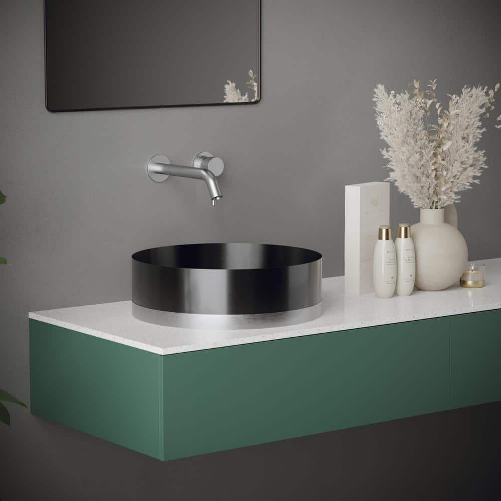 Cinox 15.75'' Stainless Steel and Gray Circular Bathroom Sink
