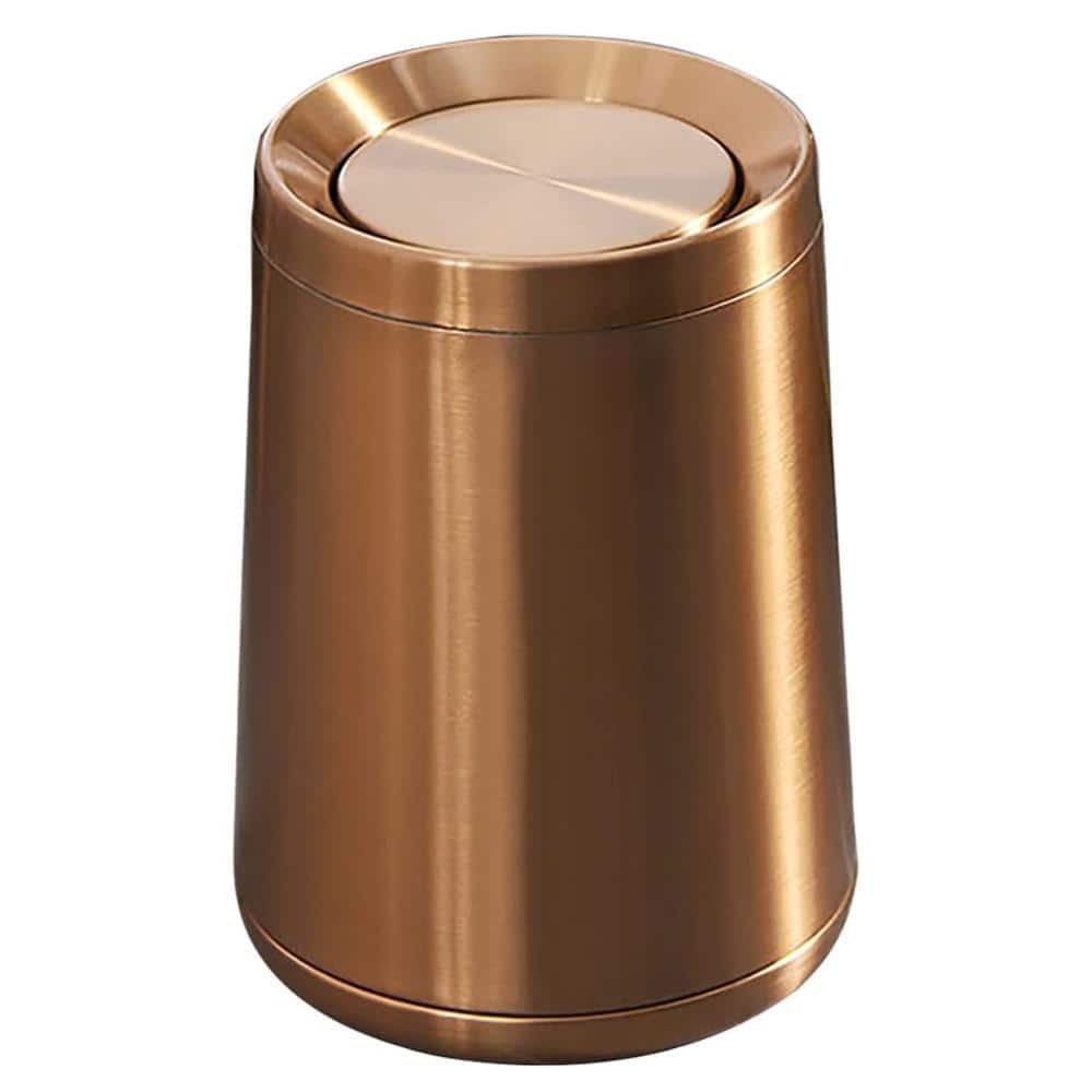 2.6 Gal. Rose gold Metal Trash Can with Flip Cover HP05LJKD - The