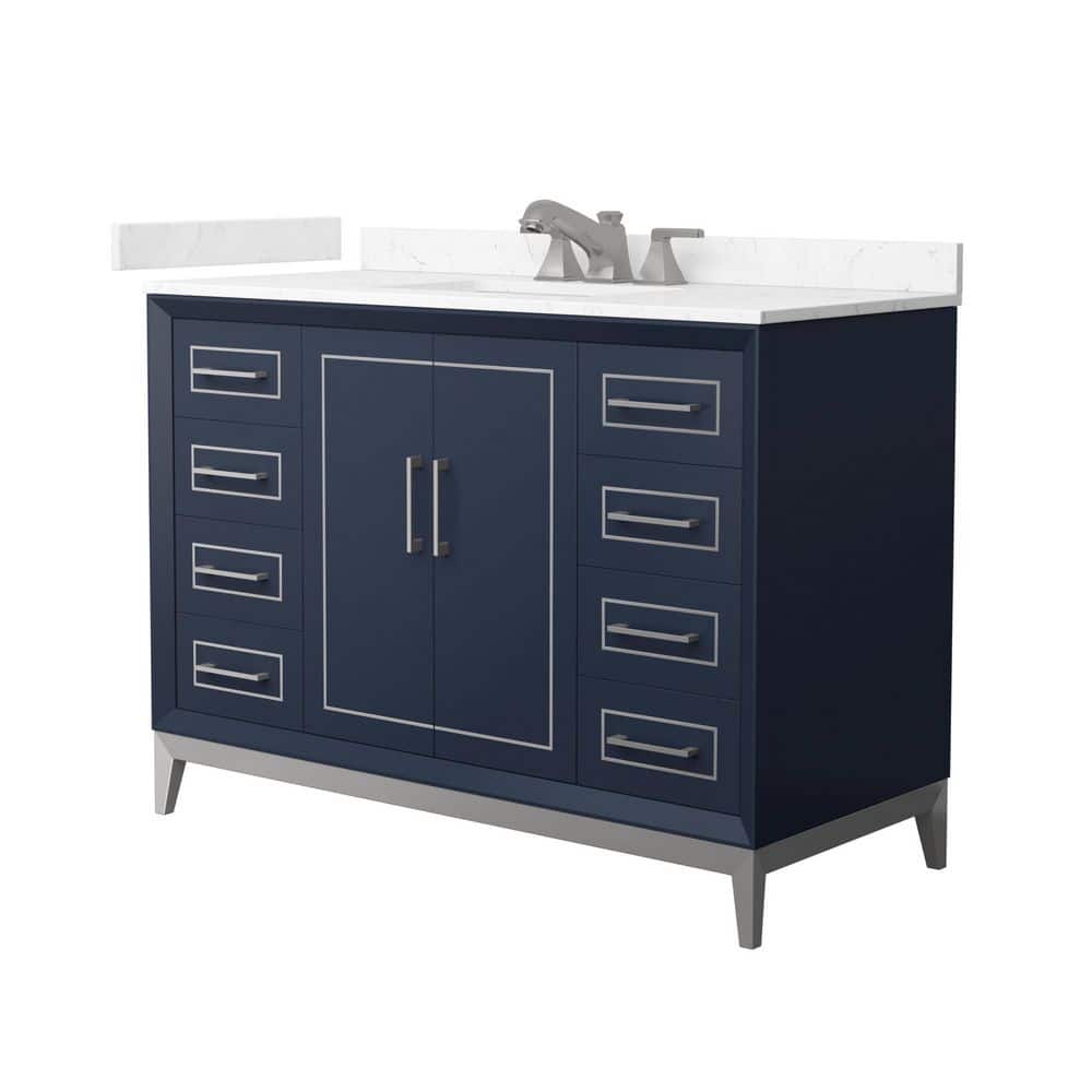 Marlena 48 in. Single Freestanding Dark Blue Bath Vanity with Carrara Cultured Marble Top Assembled price history on PriceWatchPro