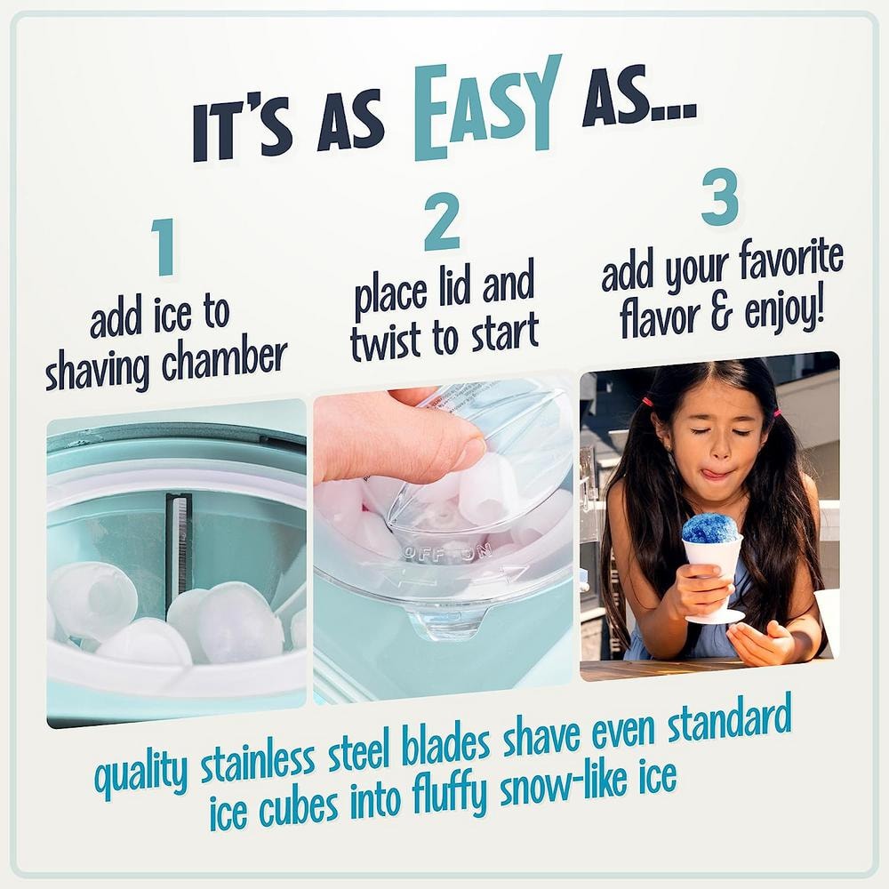 Aqua Stainless Steel Countertop Snow Cone Maker with Reusable Cones