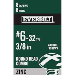 #6-32 x 3/8 in. Zinc Plated Combo Round Head Machine Screw (8-Pack)