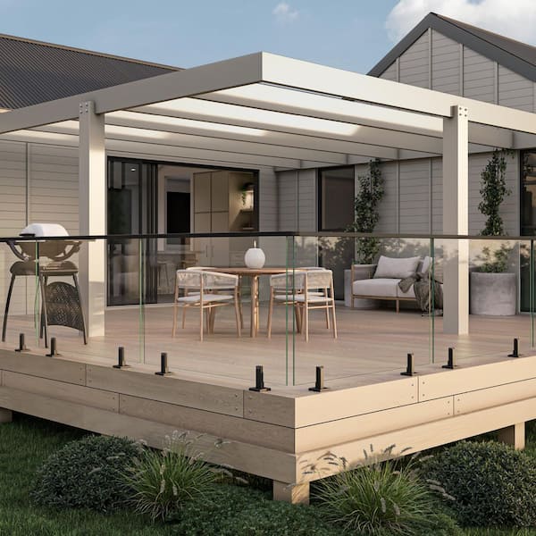 3.8 in. x 3.8 in. x 6.3 in. Black Stainless Steel Square Baseplate Glass Railing Spigot for 1/2 in. Glass Thickness