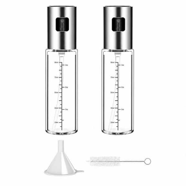 2-Pack Transparent Glass Olive Oil Sprayer Bottle Mister Refillable with Scale Air Fryer Accessories for Kitchen Baking