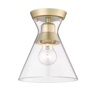Malta 7.125 in. 1-Light Brushed Champagne Bronze and Clear Glass Flush Mount