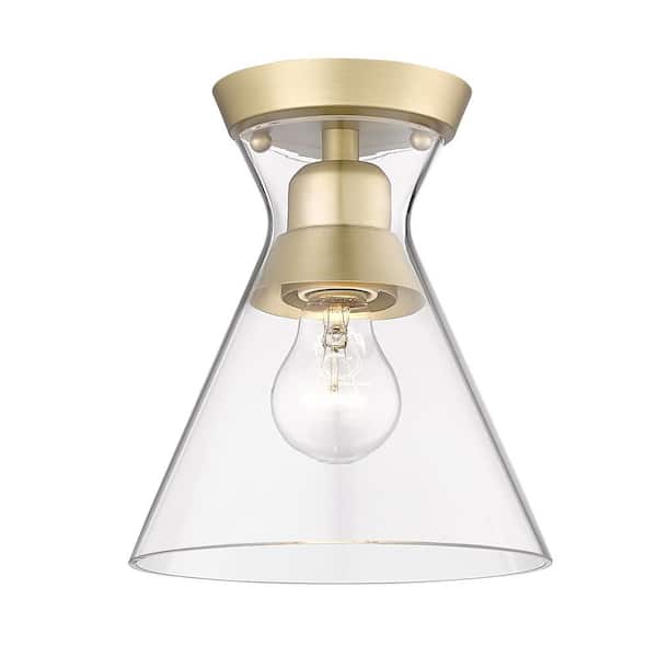 Golden Lighting Malta 7.125 In. 1-Light Brushed Champagne Bronze and Clear Glass Flush Mount