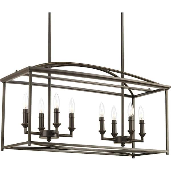 Progress Lighting Piedmont Collection 8-Light Antique Bronze Farmhouse Chandelier Light