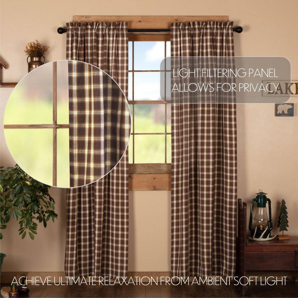 Rory 84'' Light-Filtering White Cotton Plaid Window Panels
