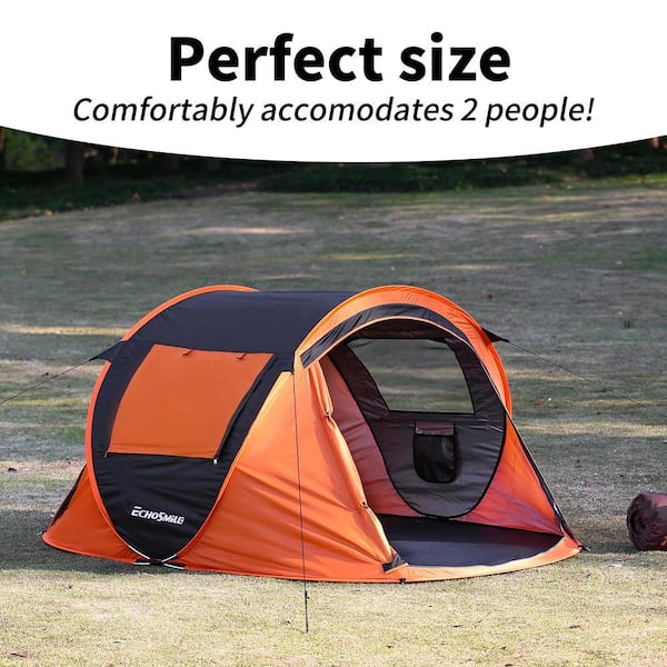 EchoSmile Echo Smile 2-Person Black and Orange Pop Up Camping Tent