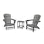 POLYWOOD Grant Park Plastic Outdoor Patio 3-Piece Slate Grey Adirondack ...