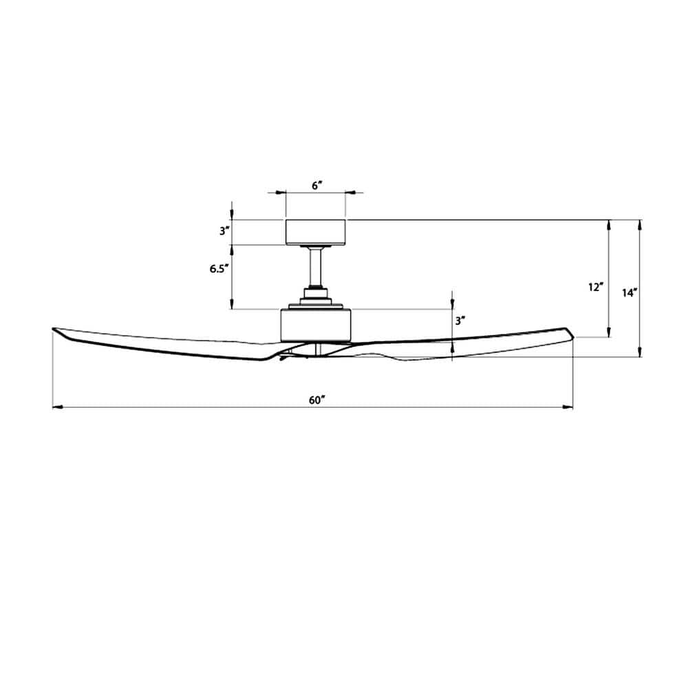 60" Matte Black Smart Ceiling Fan with Remote and 3 Blades