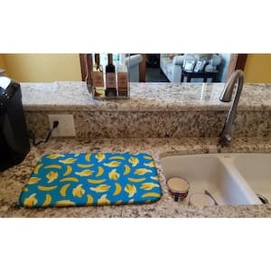 14 in. x 21 in. Multicolor Bananas on Blue Dish Drying Mat