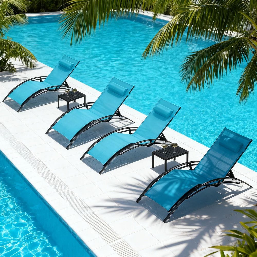 PURPLE LEAF Patio Aluminum Outdoor Chaise Lounge Set Beach Pool