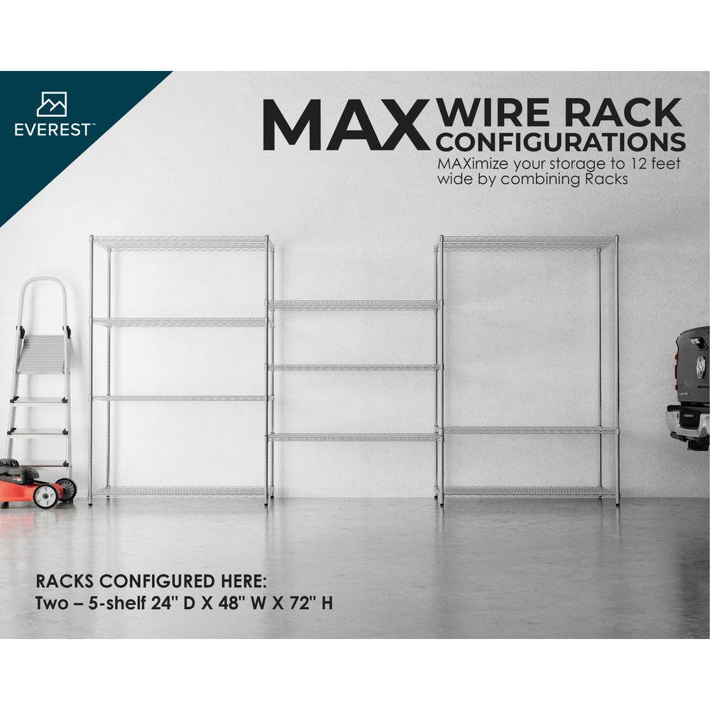 Everest Heavy-Duty 5-Tier Chrome Steel Utility Shelving Unit