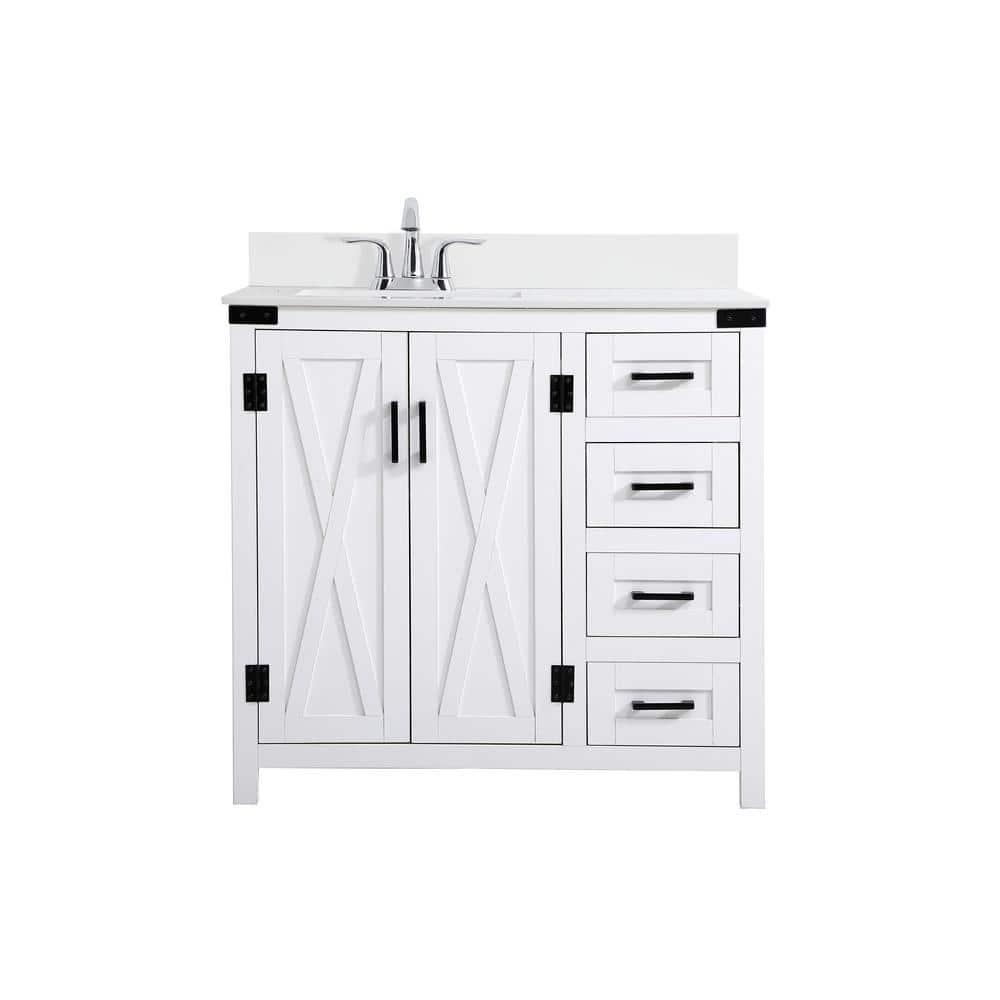 Simply Living 36 in. W x 19 in. D x 34 in. H Bath Vanity in White with Ivor
