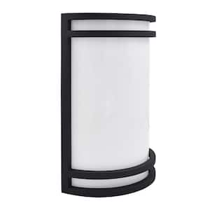 10 in. Black Outdoor LED Wall Sconce Light Fixture 5CCT 2700K-5000K 15W Half Cylinder ETL IP54 Waterproof