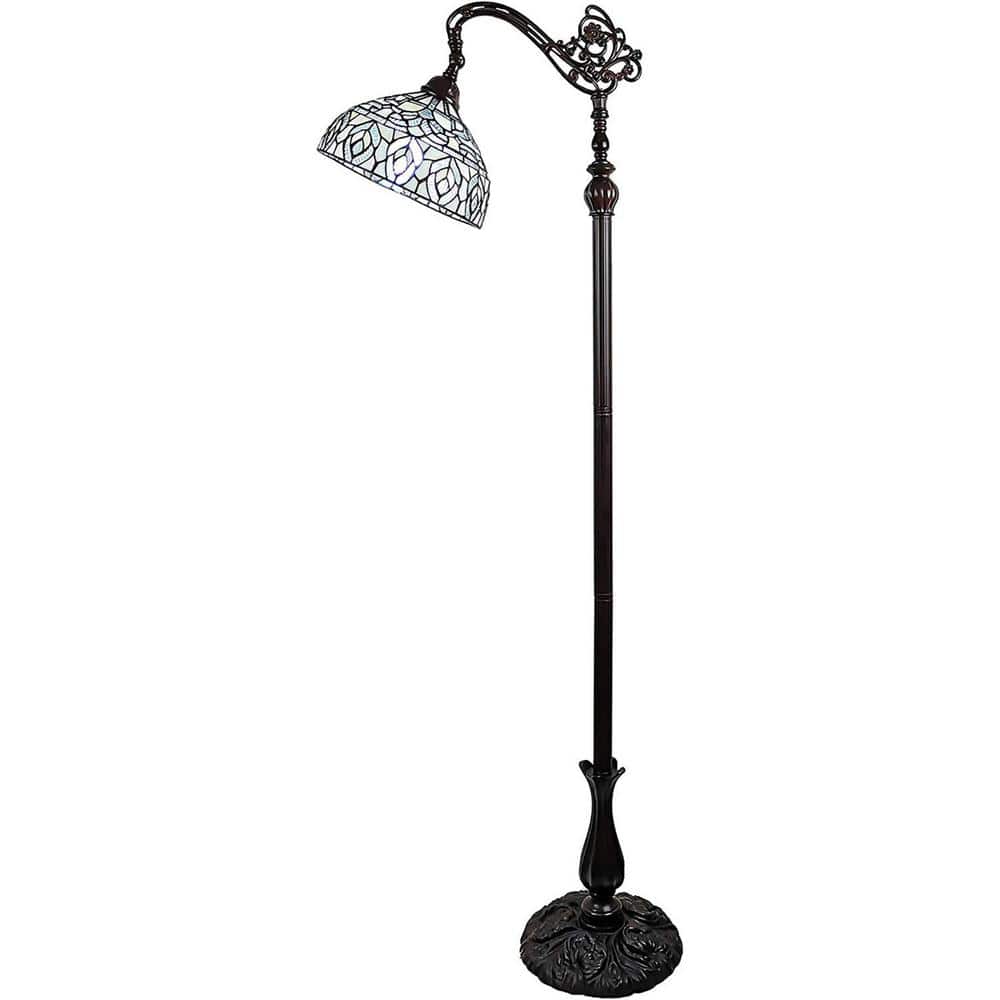 62 in. Brown and White 1-Dimmable (Full Range) Torchiere Floor Lamp for Living Room with Glass Dome Shade price history on PriceWatchPro