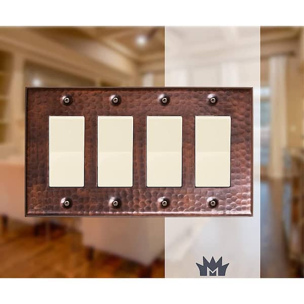 Pure Copper Hand Hammered Quad Rocker Wall Plate