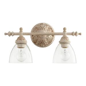 Traditional 18 in. W 2-Lights Persian White Vanity Light with Clear Seeded Glass