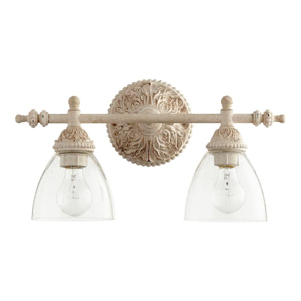 Quorum INTERNATIONAL Traditional 18 in. W 2-Lights Persian White Vanity Light with Clear Seeded Glass