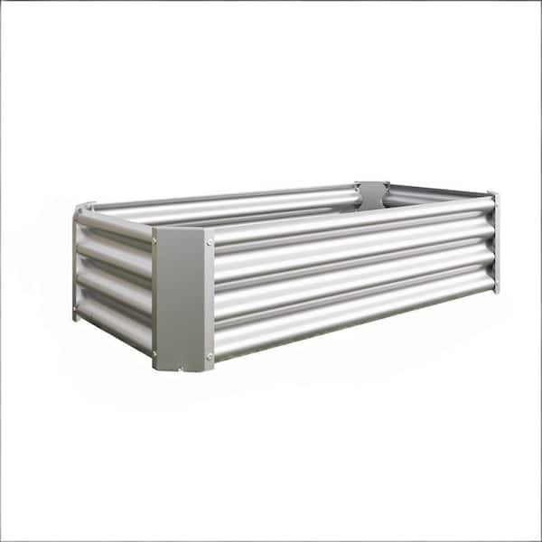 Silver Metal Raised Garden Bed Kit, 4 x 2 x 1 ft. Raised Garden Bed