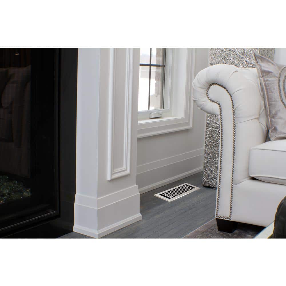 Eclipse Brushed Nickel 4" x 10" Steel Floor Register