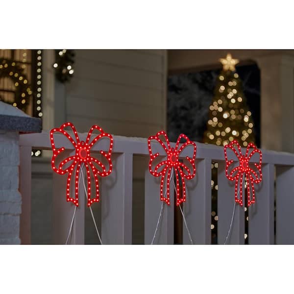 10 in. Twinkling LED Bows (3-Pack) Y1