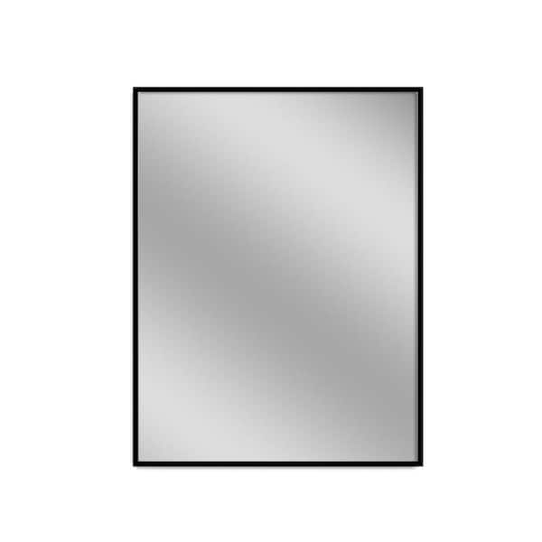 HOMLUX 16 in. W x 24 in. H Rectangular Round Corner Wall Mirror Bathroom Vanity Mirror in Black