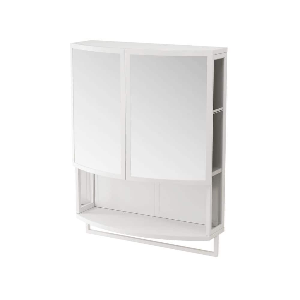 23.62 in. W x 31.50 in. H Rectangular Metal Medicine Cabinet with Mirror, Open Shelf & Towel Rack in White price history on PriceWatchPro