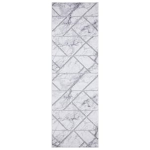 BrightonCollection Bellucci Silver 2 ft. x 7 ft. Geometric Runner Rug