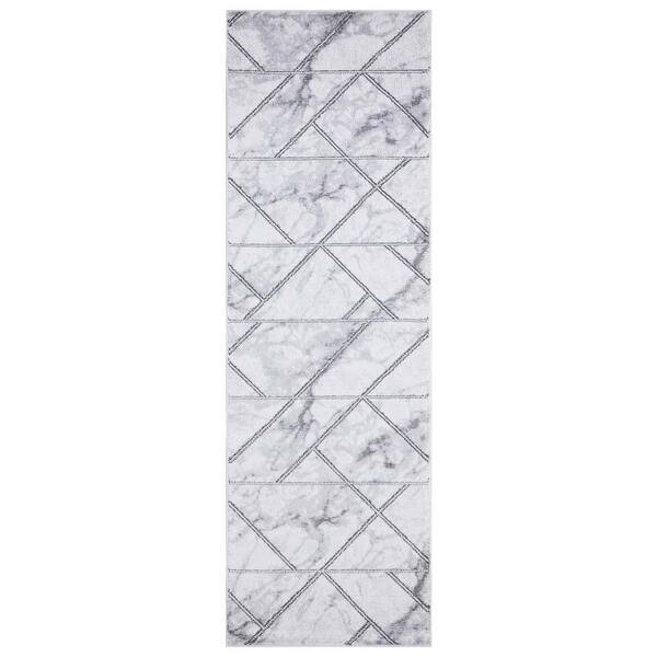 Concord Global Trading BrightonCollection Bellucci Silver 2 ft. x 7 ft. Geometric Runner Rug