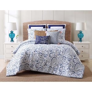Indienne 3-Piece Blue and White King Comforter Set