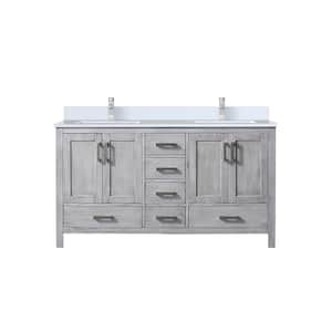 Jacques 60 in. W x 22 in. D Distressed Grey Bath Vanity, Cultured Marble Top, and Faucet Set