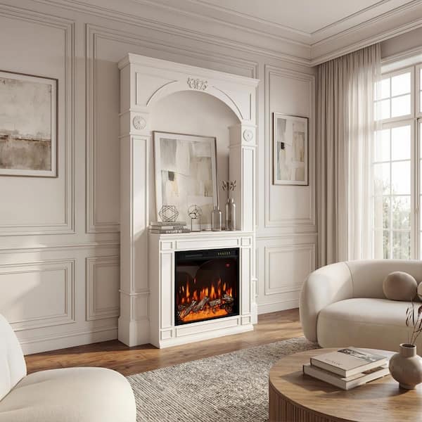 FUFU&GAGA White Wood TV Stand Entertainment Center Fits TVs up to